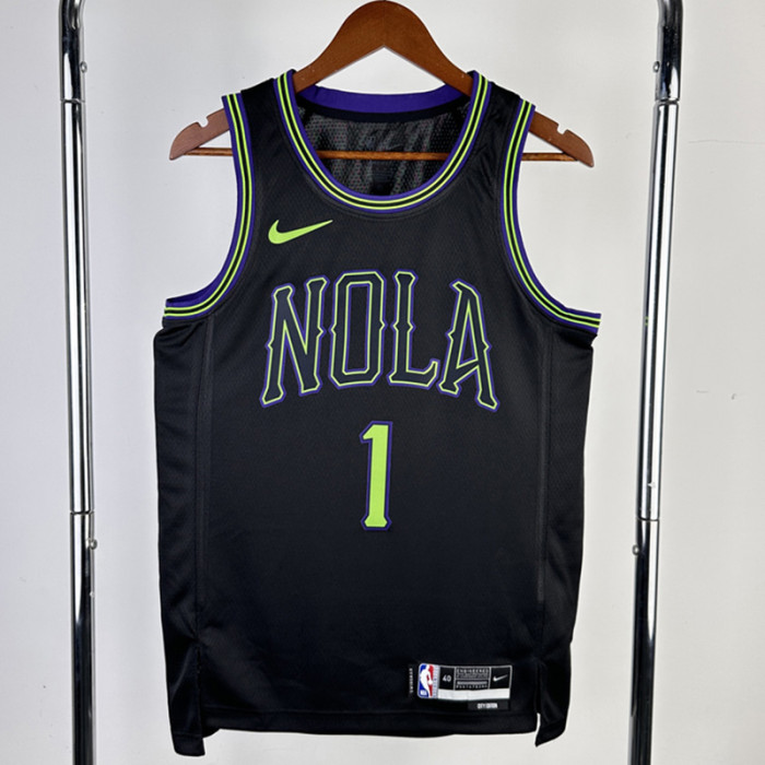 23-24 Pelicans WILLIAMSON #1 Black City Edition Top Quality Hot Pressing NBA Jersey