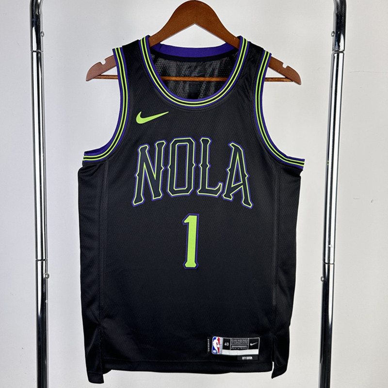23-24 Pelicans WILLIAMSON #1 Black City Edition Top Quality Hot Pressing NBA Jersey