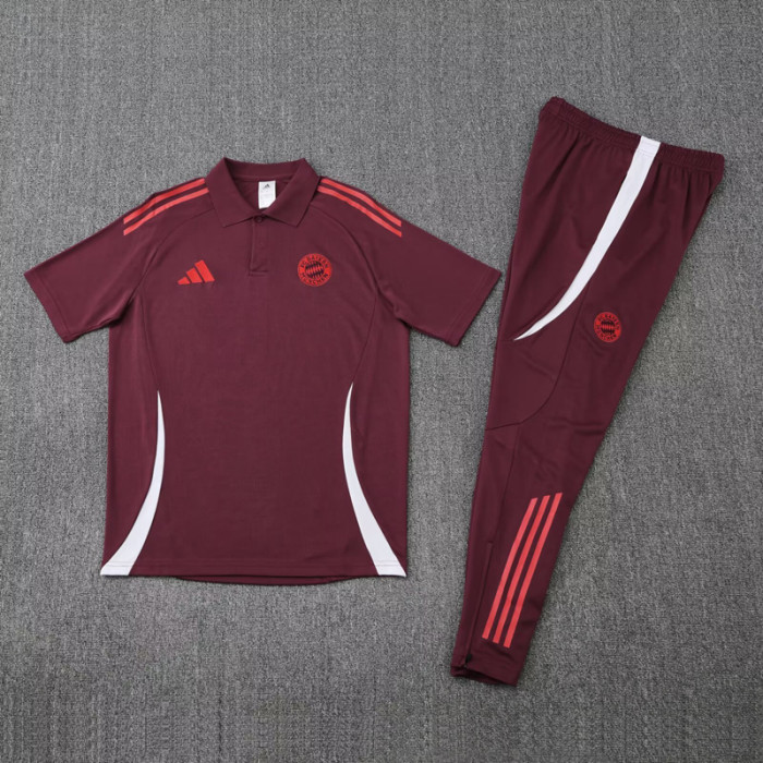 25-26 Bayern Brown Red Polo Tracksuit