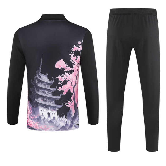 2024 Japan Black Half Pull Tracksuit (半拉链)(匹印)