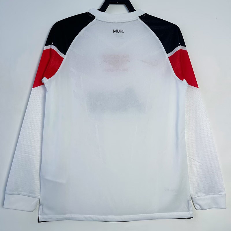 2010-2011 Man Utd Away White Long sleeve Retro soccer jersey (长袖)决赛字