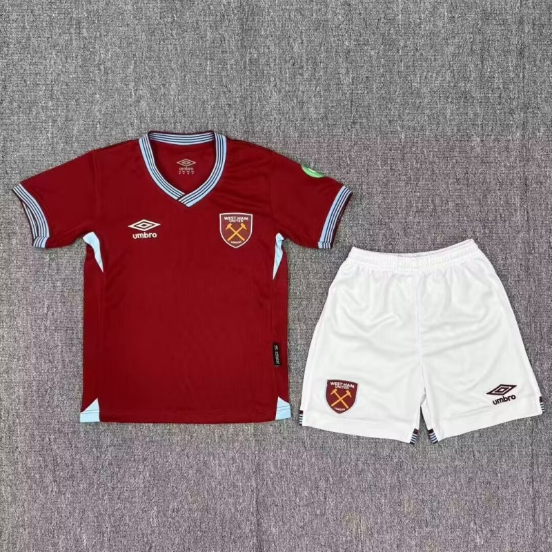 25-26 West Ham Home Kids Soccer Jersey