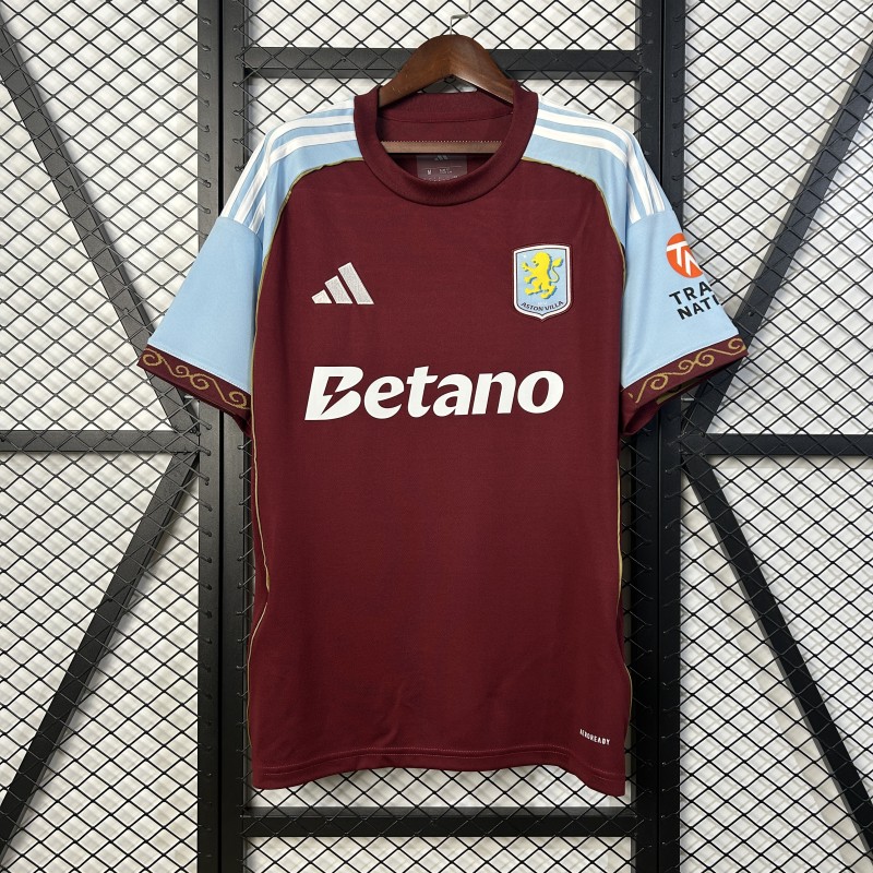 25-26 Aston Villa Home Fans Soccer Jersey
