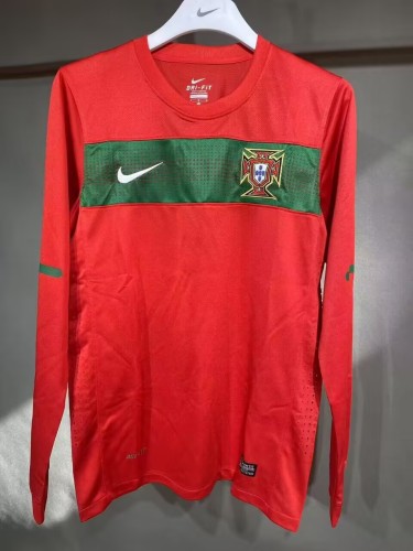 2010 Portugal Home Long Sleeve Player Version Retro Soccer Jersey