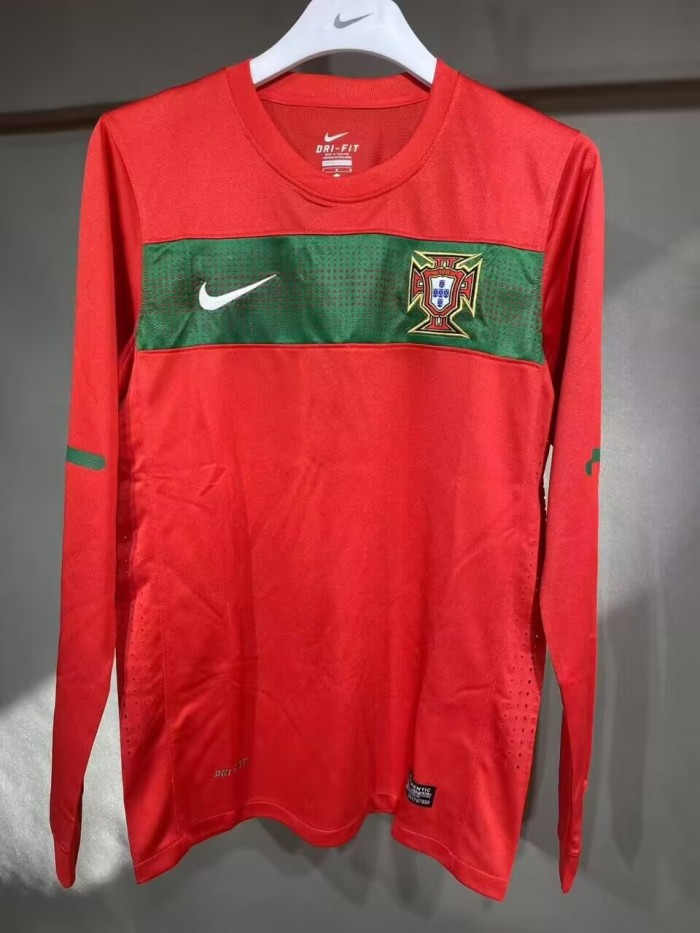 2010 Portugal Home Long Sleeve Player Version Retro Soccer Jersey