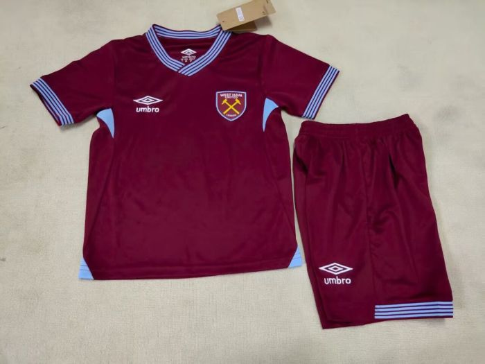 25-26 West Ham Home Kids Soccer Jersey