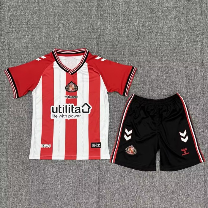 25-26 Sunderland Home Kids Soccer Jersey