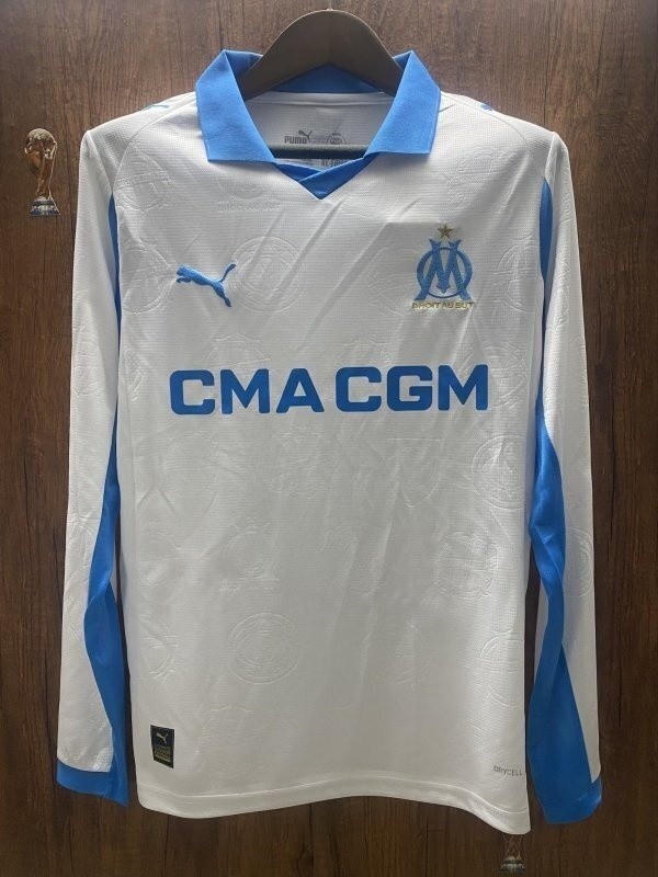 25-26 Marseille Home Long Sleeves Soccer Jersey