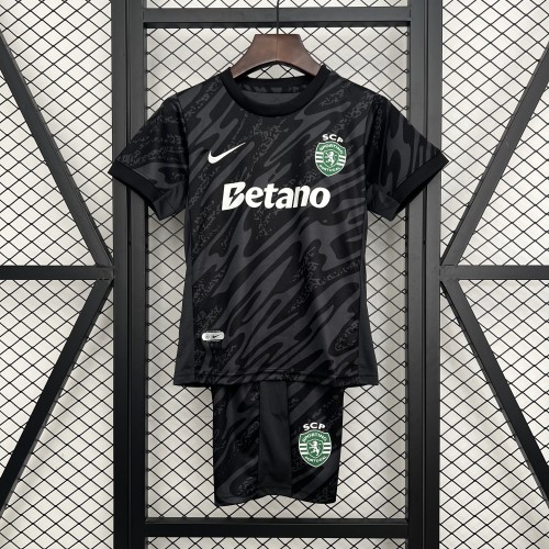 25-26 Lisbon Black Goalkeeper Kids Soccer Jersey
