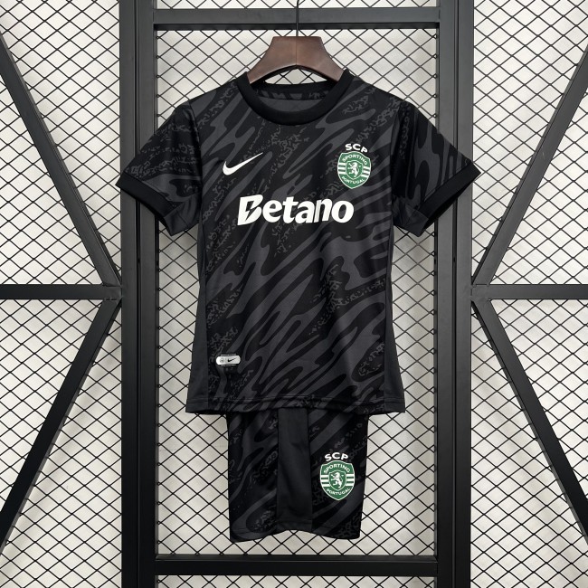 25-26 Lisbon Black Goalkeeper Kids Soccer Jersey