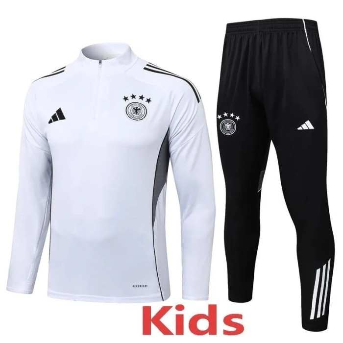 25-26 Germany White Kids Half Pull Tracksuit (童装)(半拉链)