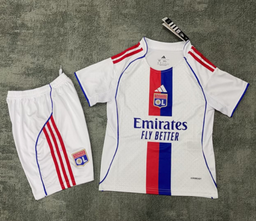 25-26 Lyon Home Kids Soccer Jersey