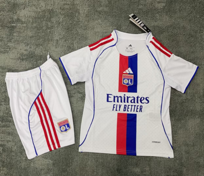 25-26 Lyon Home Kids Soccer Jersey