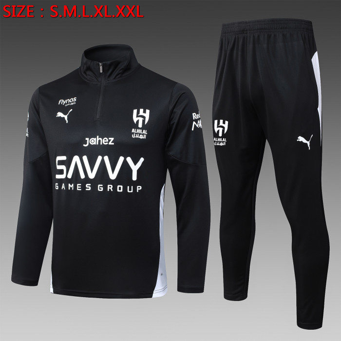 25-26 Al-Hilal Black Half Pull Tracksuit (半拉链)