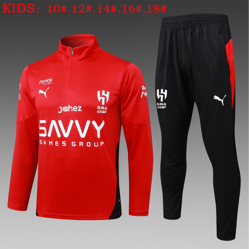 25-26 Al-Hilal Red Kids Half Pull Tracksuit (半拉链)