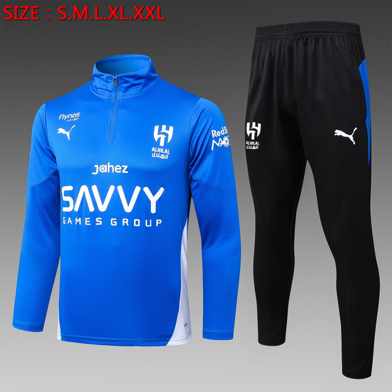 25-26 Al-Hilal Blue Half Pull Tracksuit (半拉链)