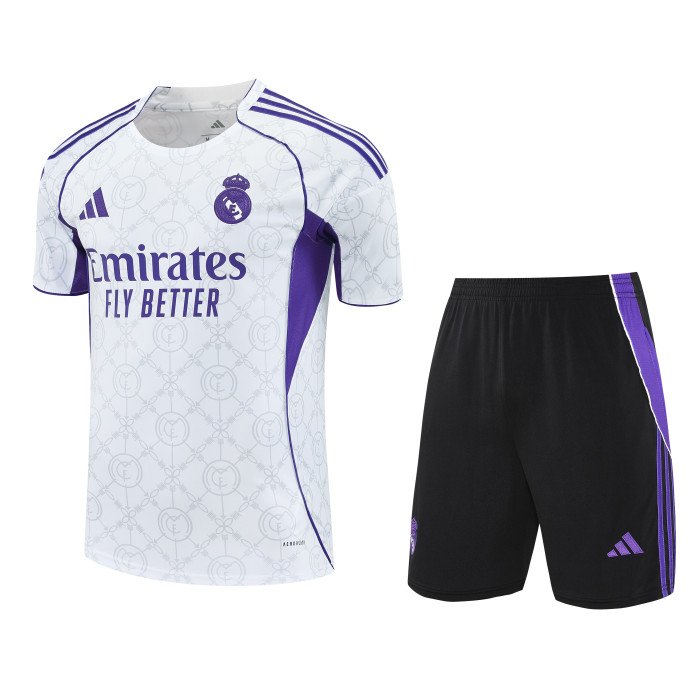 25-26 RMA White Purple Training Short Suit