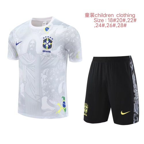 25-26 Brazil White Special Edition Kids Soccer Jersey *耶稣白色