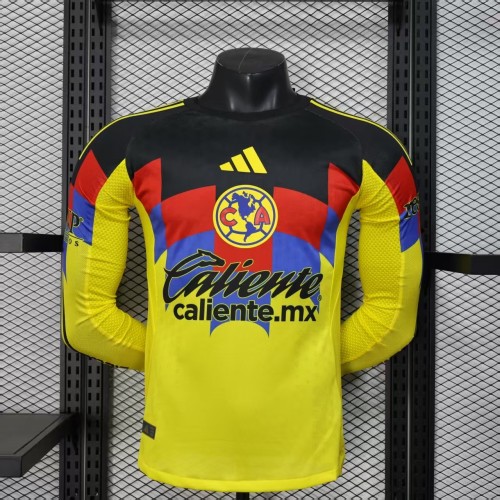 25-26 Club America Home Long Sleeve Player Version Soccer Jersey