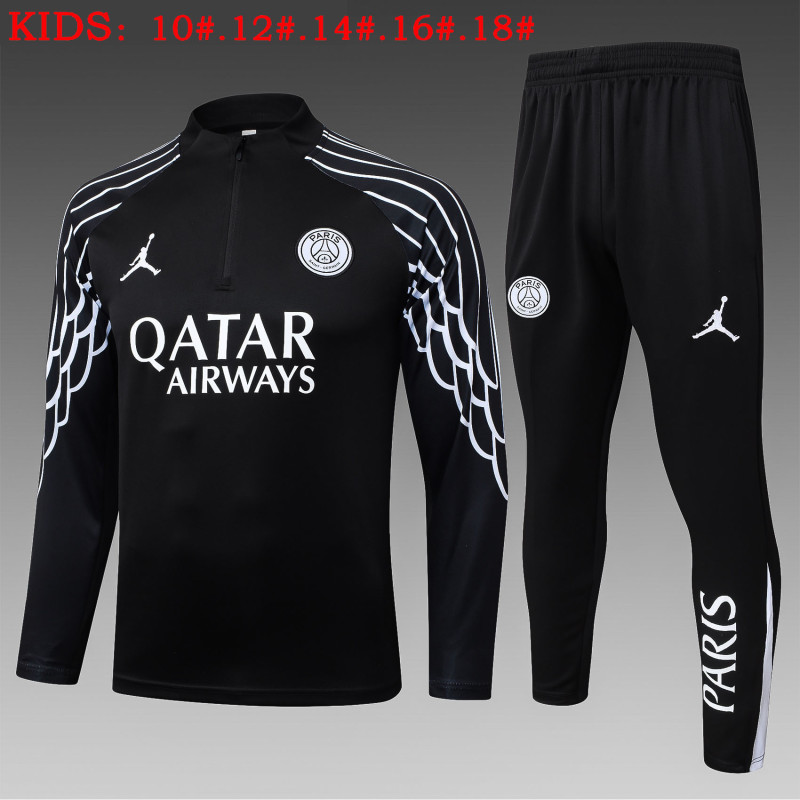 25-26 PSG Black Kids Half Pull Tracksuit (童装)(半拉链)