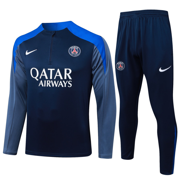 25-26 PSG Royal Blue Half Pull Tracksuit (半拉链)（肩部彩兰）