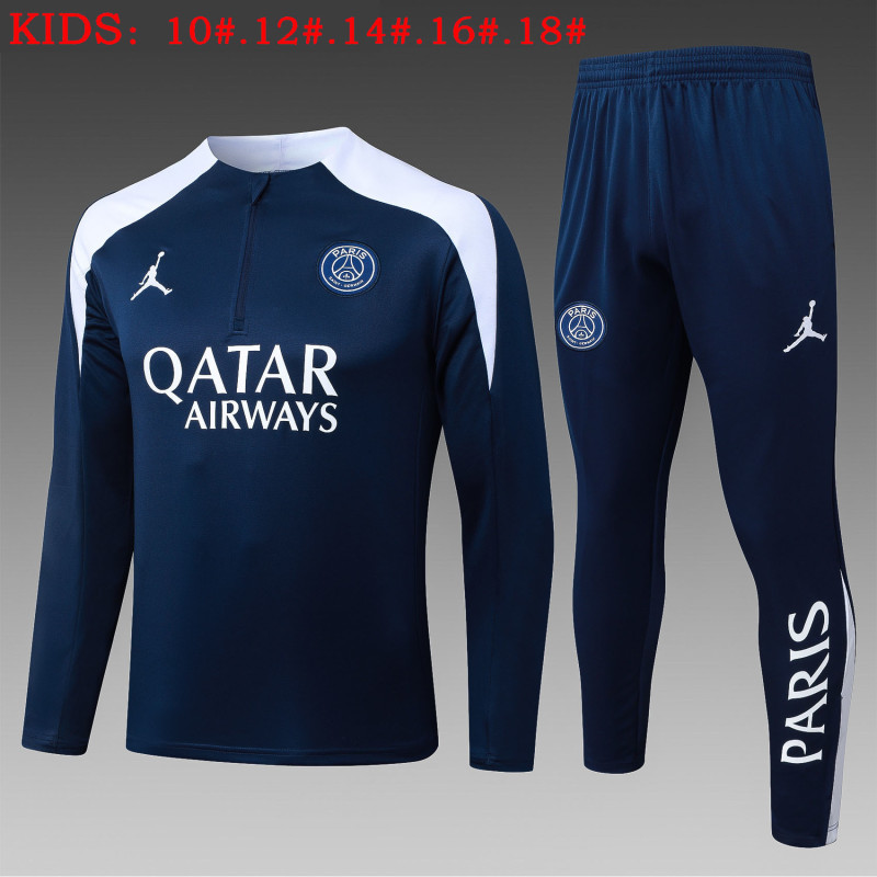 25-26 PSG Royal Blue Kids Half Pull Tracksuit(半拉链)(肩部白色)