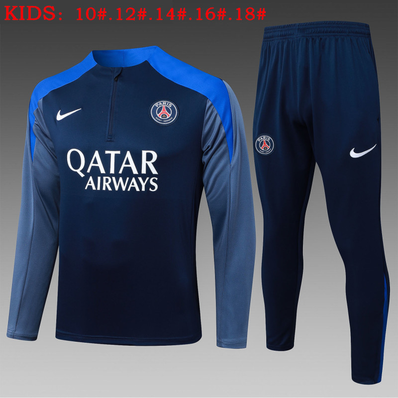 25-26 PSG Royal Blue Kids Half Pull Tracksuit(半拉链)(肩部彩蓝)