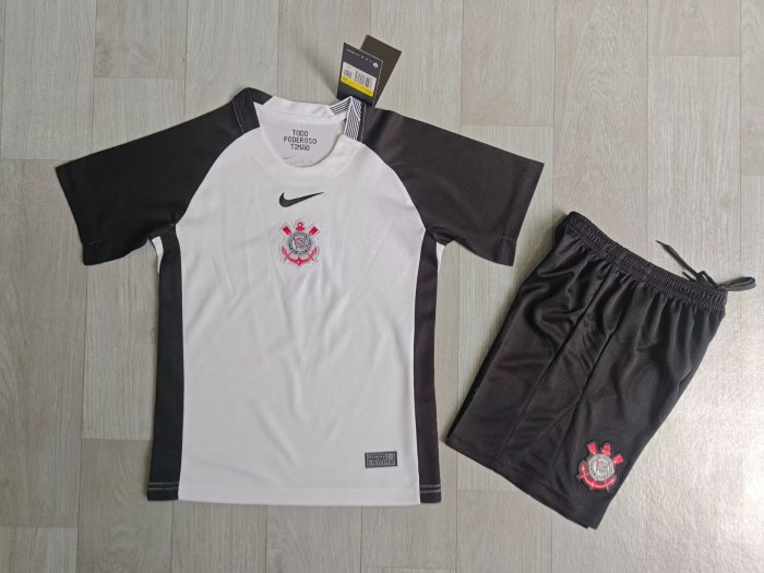 25-26 Corinthians Home Kids Soccer Jersey