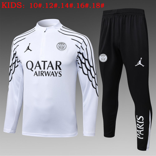 25-26 PSG White Kids Half Pull Tracksuit (童装)(半拉链)