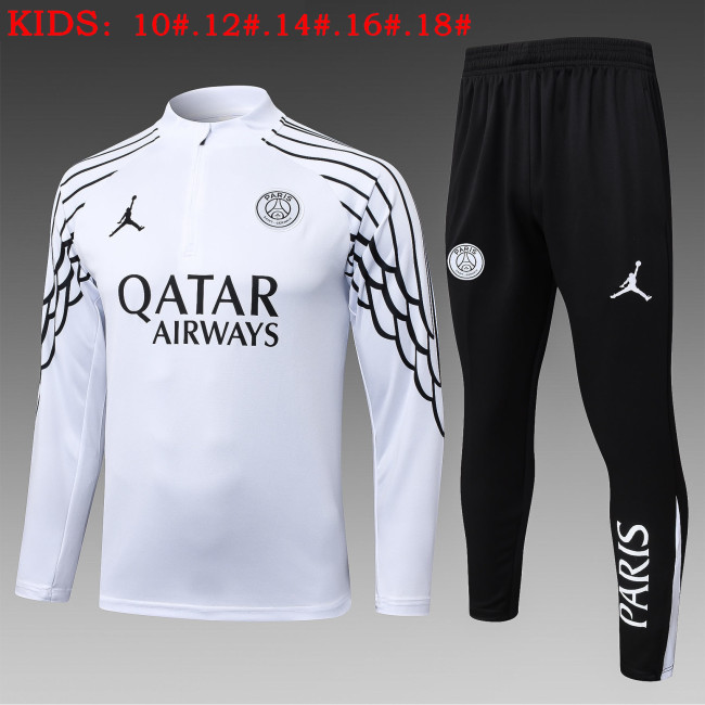 25-26 PSG White Kids Half Pull Tracksuit (童装)(半拉链)