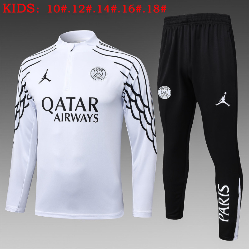 25-26 PSG White Kids Half Pull Tracksuit (童装)(半拉链)