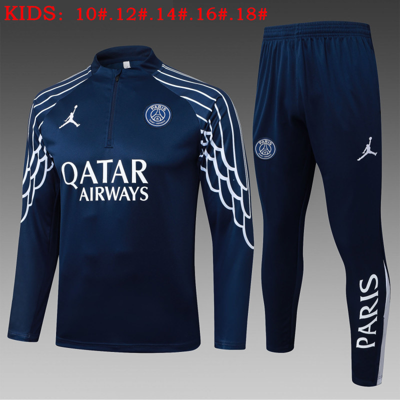 25-26 PSG Kids Royal Blue Half Pull Tracksuit (童装)(半拉链)