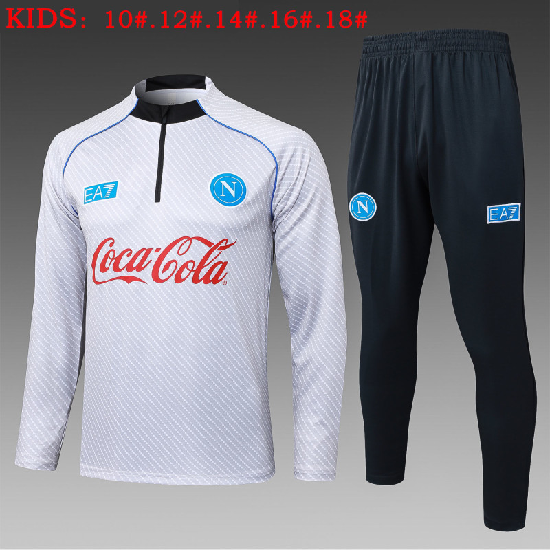 25-26 Napoli Kids Light Gray Half Pull Tracksuit (童装）(半拉链)
