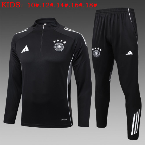 25-26 Germany Black Kids Half Pull Tracksuit (童装)(半拉链)