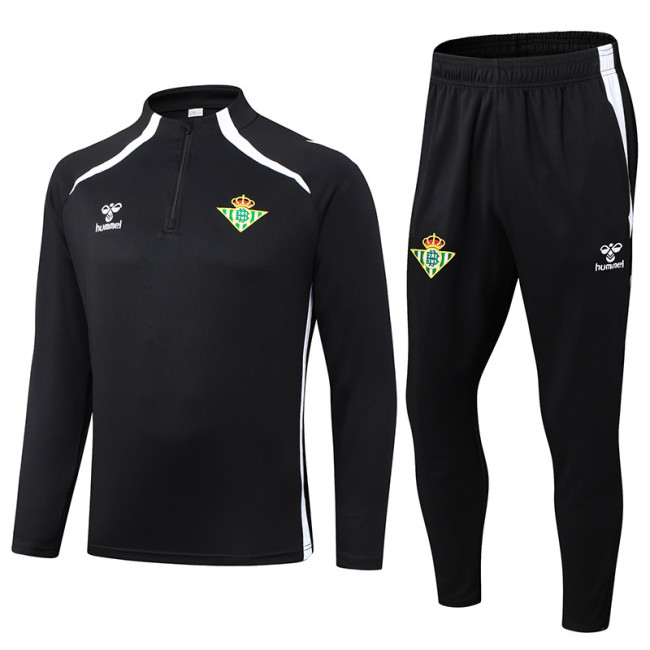 25-26 Real Betis Black Half Pull Tracksuit (半拉链）