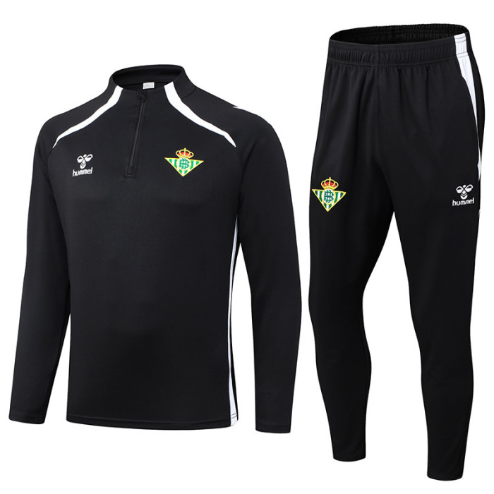 25-26 Real Betis Black Half Pull Tracksuit (半拉链）