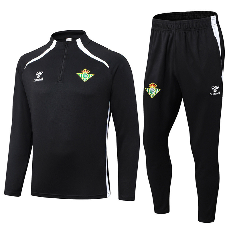 25-26 Real Betis Black Half Pull Tracksuit (半拉链）