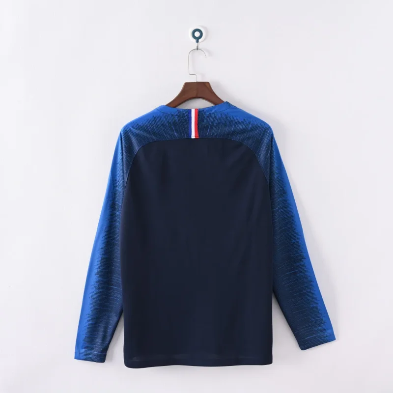 2018 France Home Long Sleeve Retro Soccer Jersey