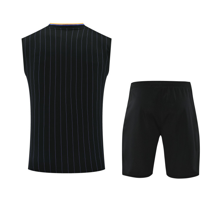 25-26 Man Utd Black Retro Tank top and shorts suit