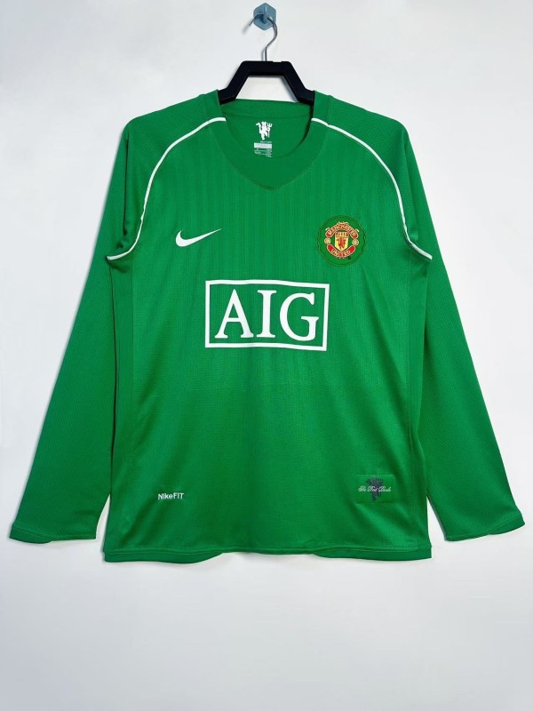 2007-08 Man Utd Green Goalkeeper Long Sleeve Retro Soccer Jersey (长袖)