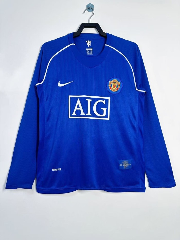 2007-08 Man Utd Blue Goalkeeper Long Sleeve Retro Soccer Jersey (长袖)