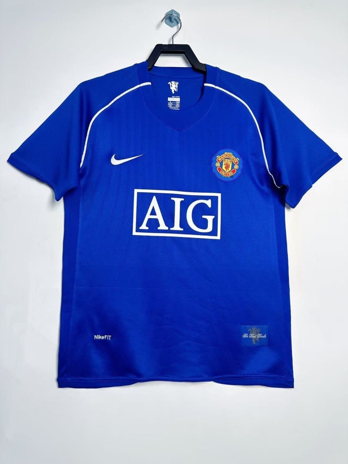 2007-08 Man Utd Blue Goalkeeper Retro Soccer Jersey