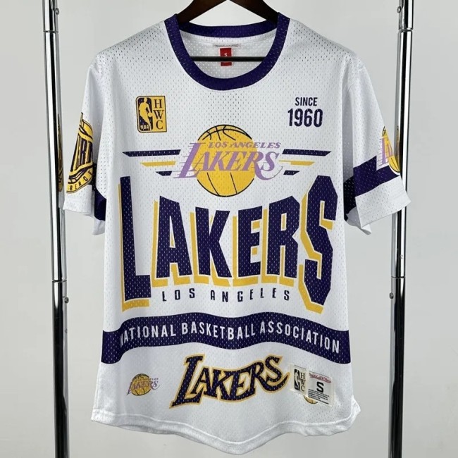 25-26 LAKERS White Retro High Quality Casual T-Shirt #MN