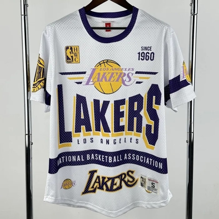 25-26 LAKERS White Retro High Quality Casual T-Shirt #MN