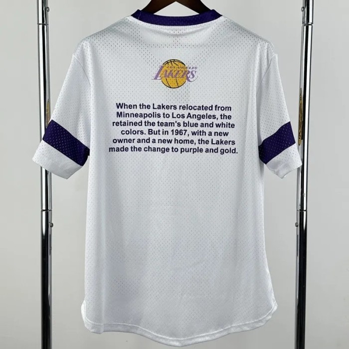 25-26 LAKERS White Retro High Quality Casual T-Shirt #MN