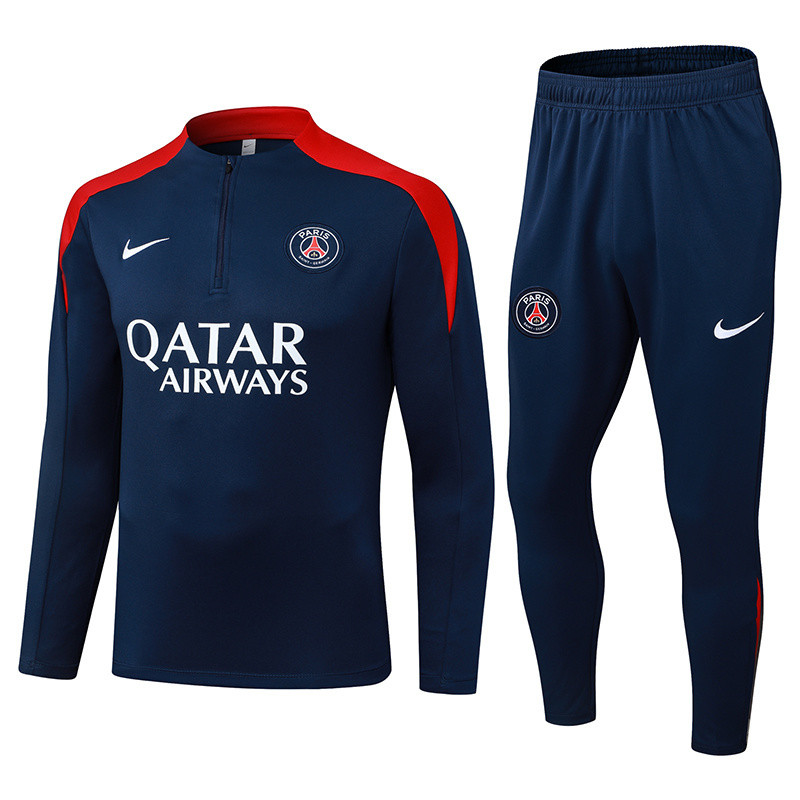 25-26 PSG Royal Blue Half Pull Tracksuit (半拉链)（肩部红色）