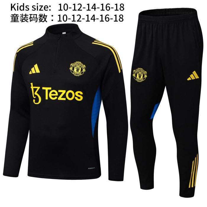 25-26 Man Utd Black Kids Half Pull Tracksuit (童装)(半拉链)