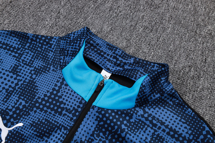 25-26 Marseille Black-Blue Half Pull Tracksuit (半拉链)