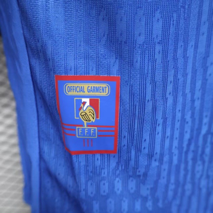 1998 France Home Retro Player Version Soccer Jersey(右胸带小字)