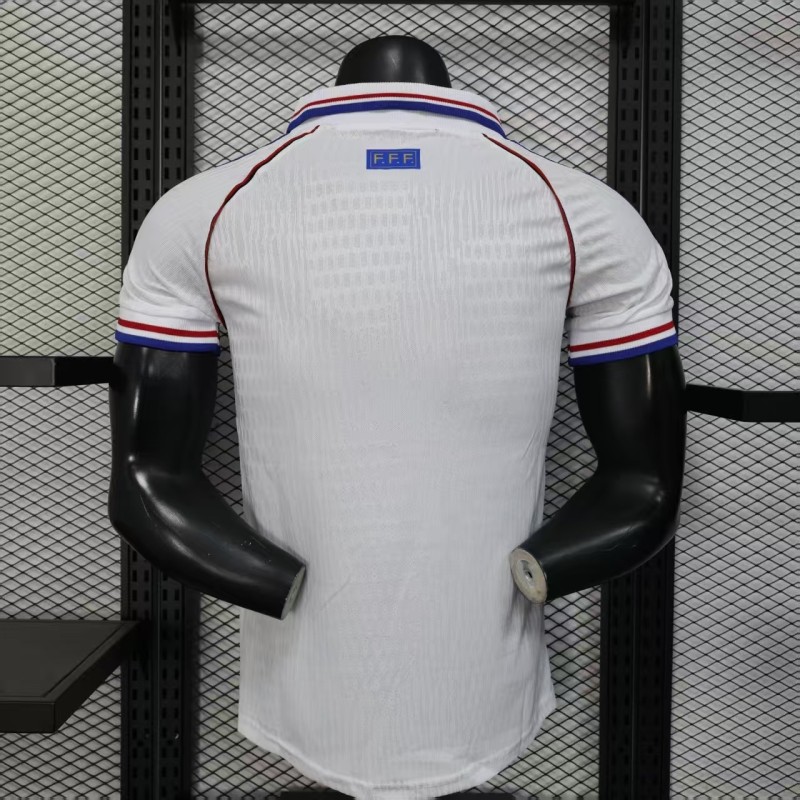 1998 France Away Retro Player Version Soccer Jersey(右胸带小字)